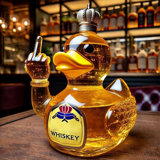 10 Oz Middle Finger Duck Bottle - Funny Whiskey Duck Decanter. Great Prank Decoration for Bar, Office or Home