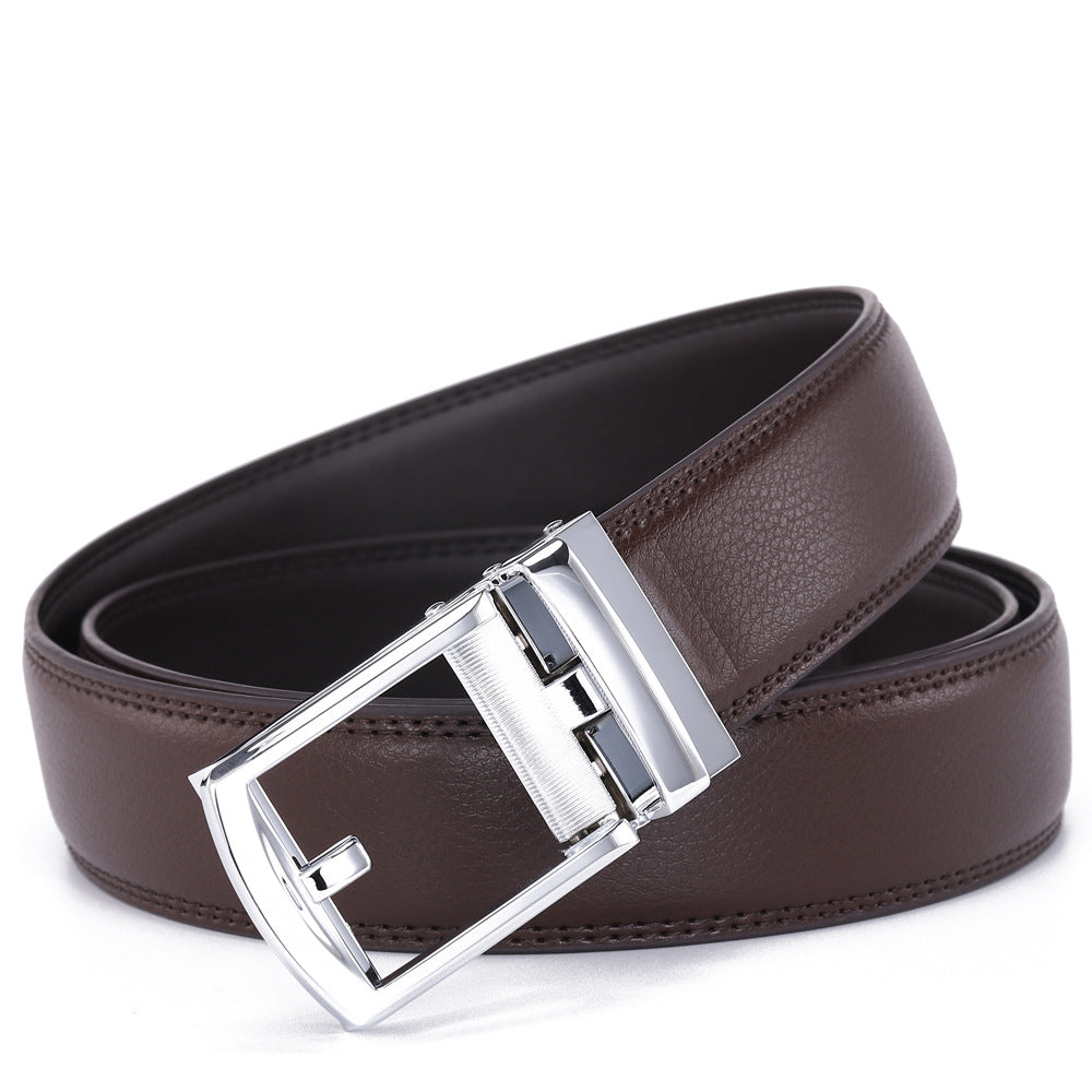 Genuine leather belt men's automatic buckle belt cowhide belt fake needle buckle belt