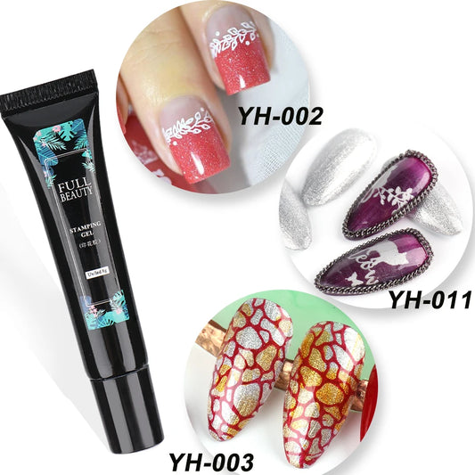 8ml Black Nail Stamping Gel Polish White Gold Transfer Gel Printing Plate Manicure UV Soak Off Varnish Template Tools SA1793-1