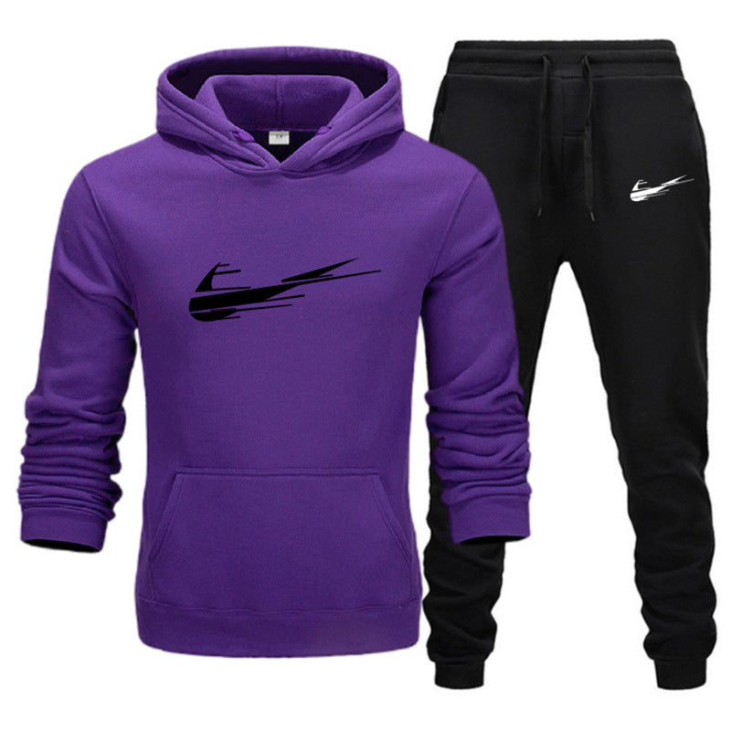 Printed hoodie casual sports hoodie men's and women's set autumn and winter fashion with fleece pullover hoodie