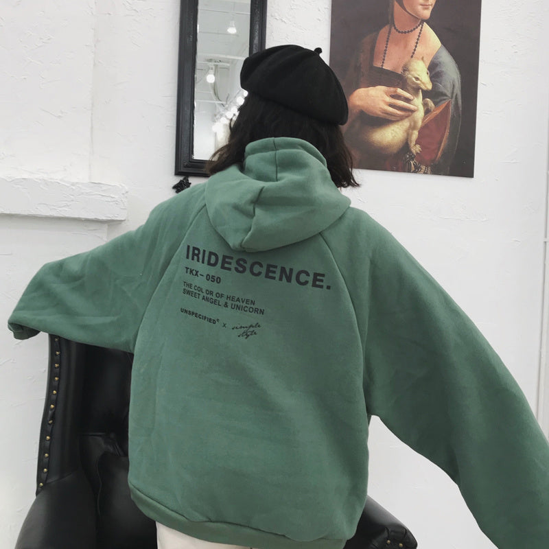 Hoodies Women Thicker Plus Velvet Warm Soft Letter Printed Simple All match Pockets Leisure Pullovers Womens Trendy Sweatshirts