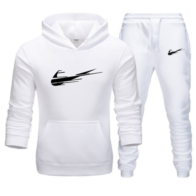 Printed hoodie casual sports hoodie men's and women's set autumn and winter fashion with fleece pullover hoodie