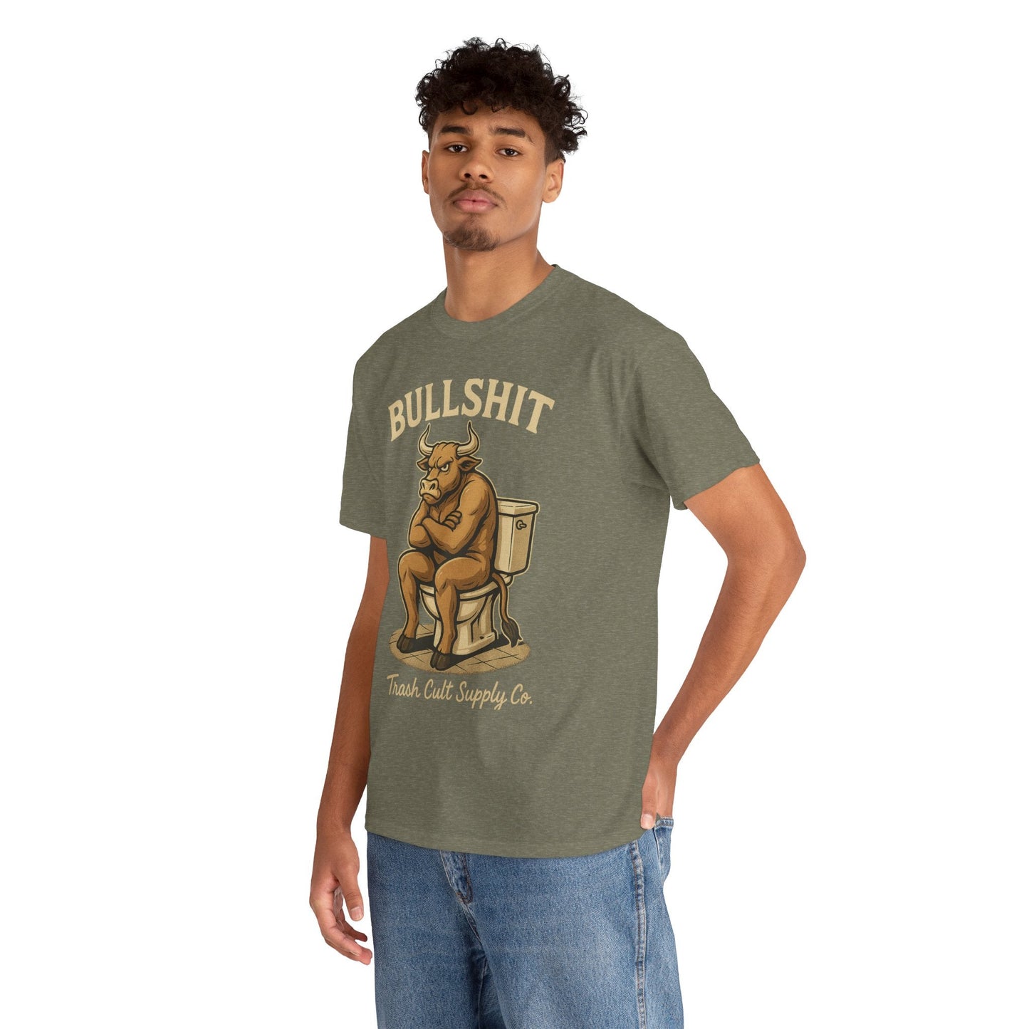 “BULLSHIT” Angry Bull Toilet Tee – Trash Cult Supply Co. | Gildan 5000 T-Shirt