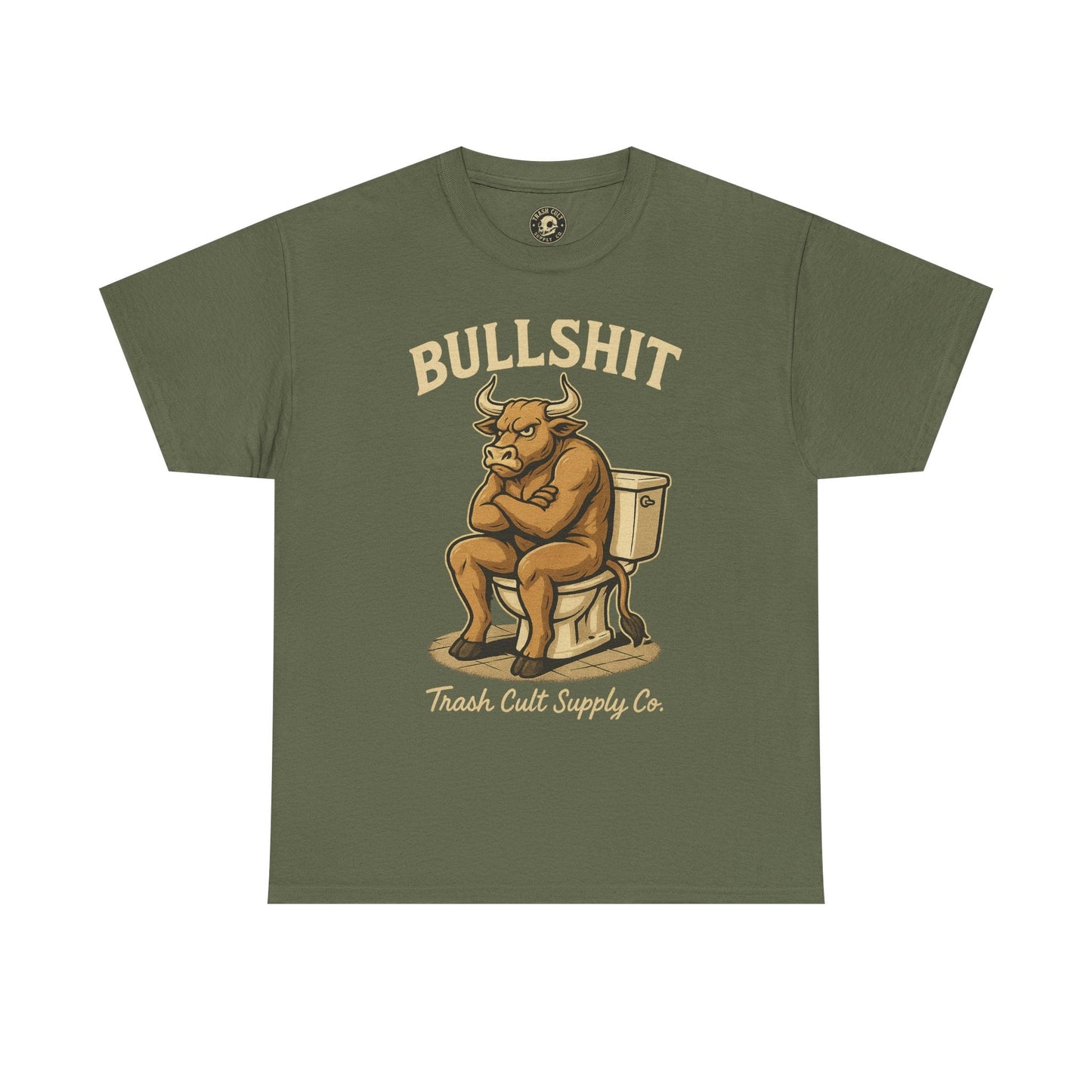 “BULLSHIT” Angry Bull Toilet Tee – Trash Cult Supply Co. | Gildan 5000 T-Shirt