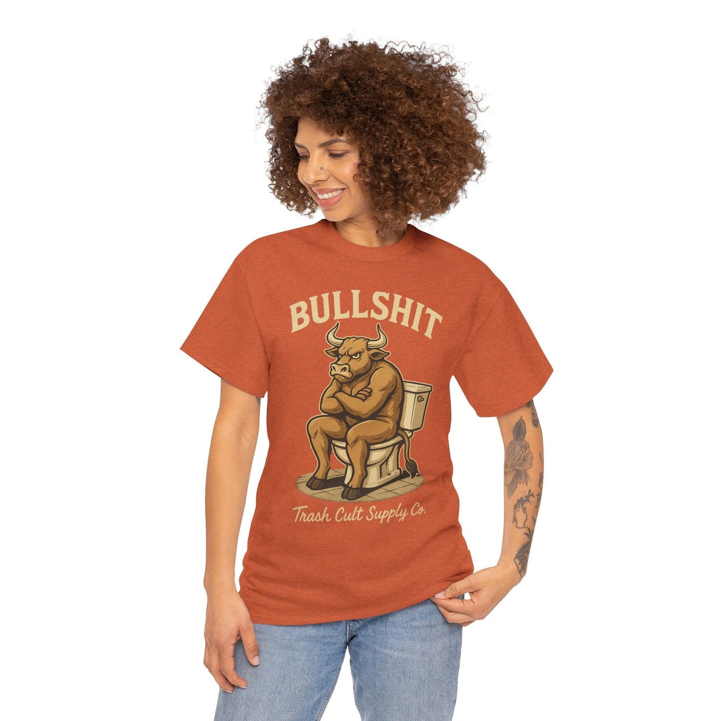 “BULLSHIT” Angry Bull Toilet Tee – Trash Cult Supply Co. | Gildan 5000 T-Shirt