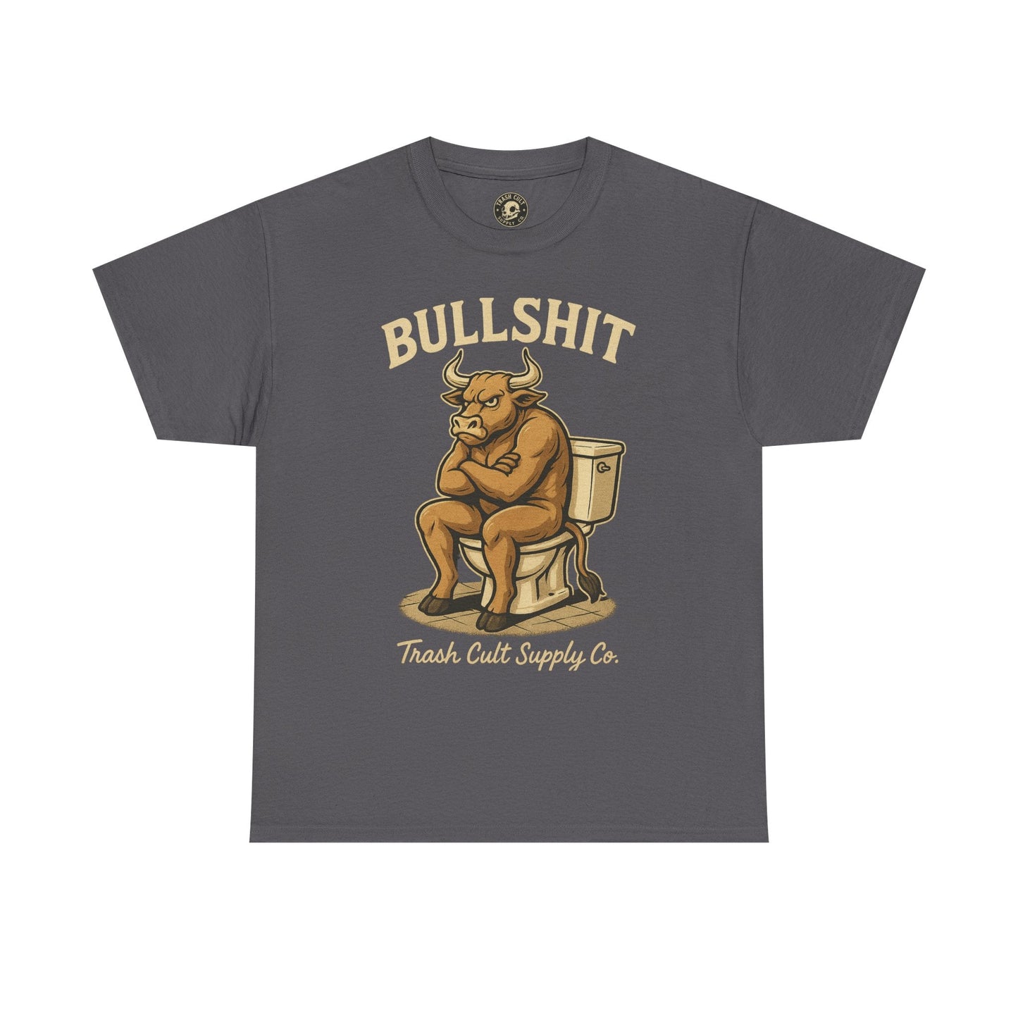“BULLSHIT” Angry Bull Toilet Tee – Trash Cult Supply Co. | Gildan 5000 T-Shirt