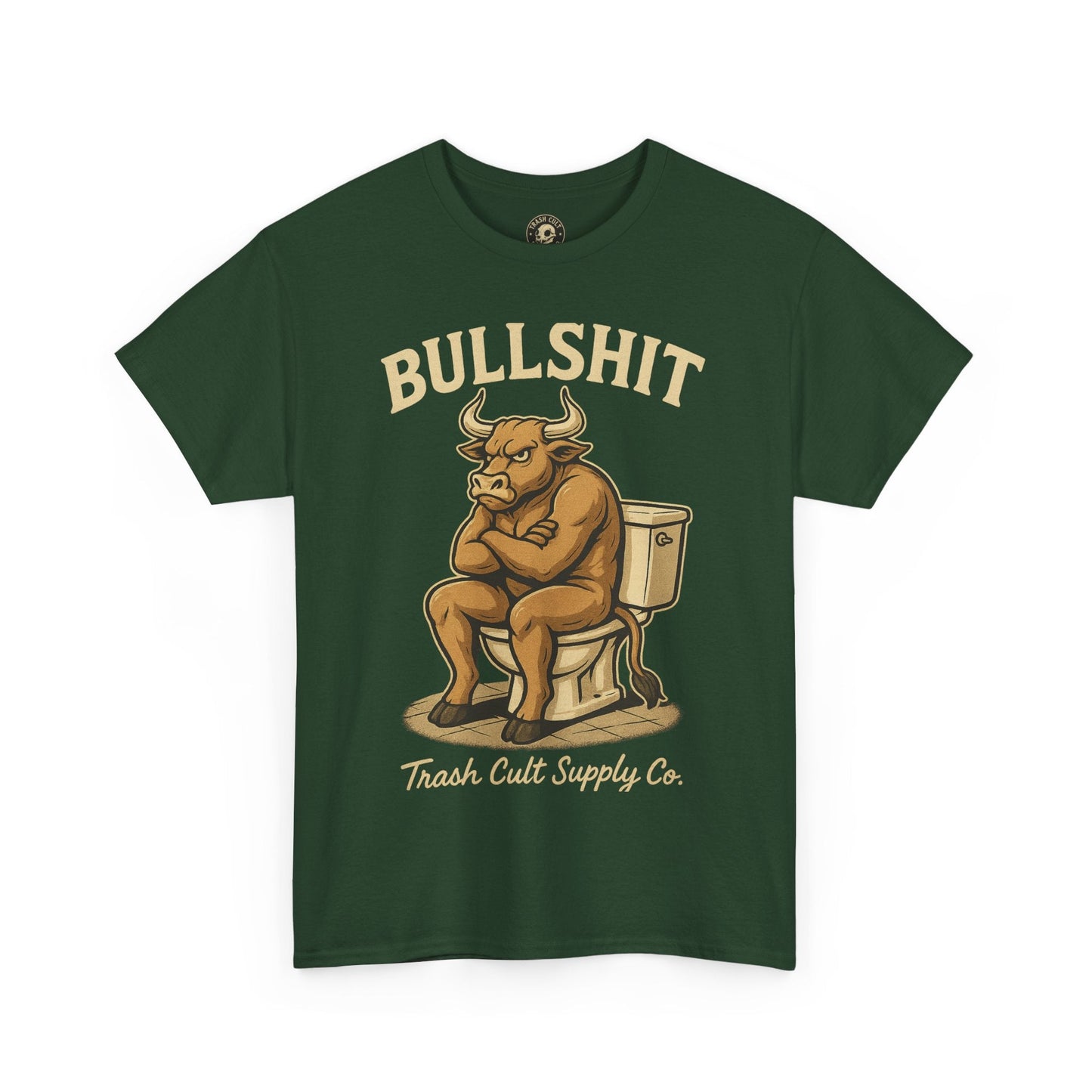 “BULLSHIT” Angry Bull Toilet Tee – Trash Cult Supply Co. | Gildan 5000 T-Shirt