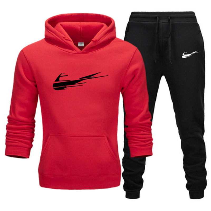 Printed hoodie casual sports hoodie men's and women's set autumn and winter fashion with fleece pullover hoodie