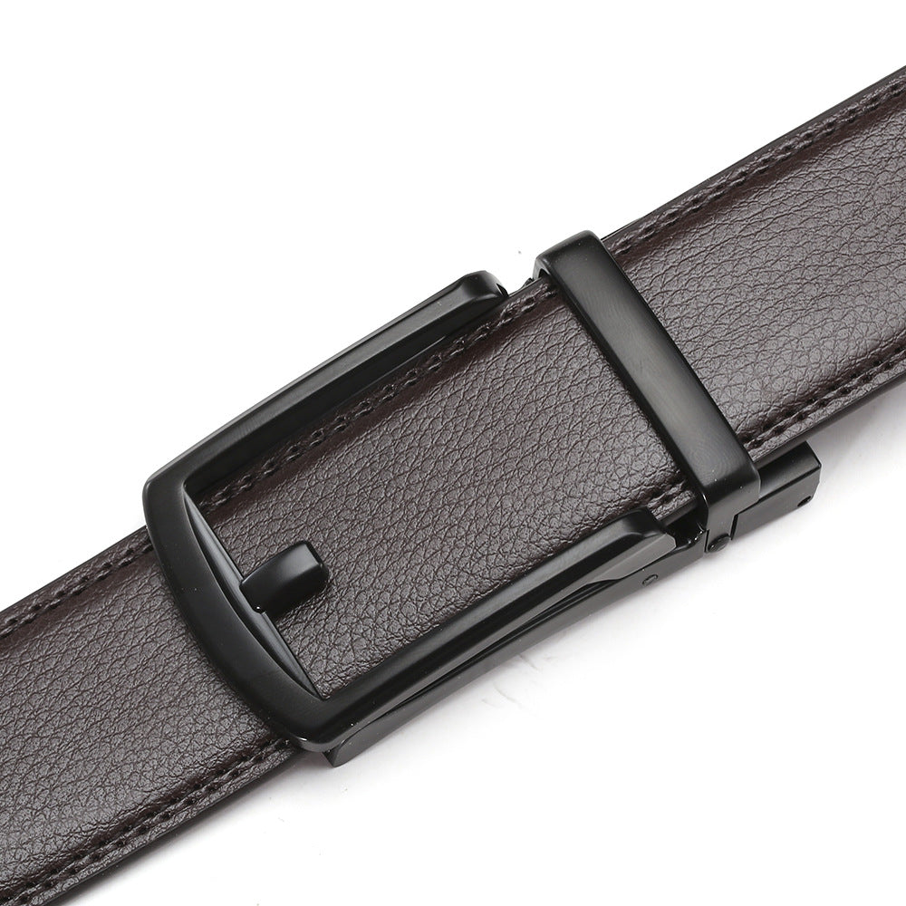 Genuine leather belt men's automatic buckle belt cowhide belt fake needle buckle belt