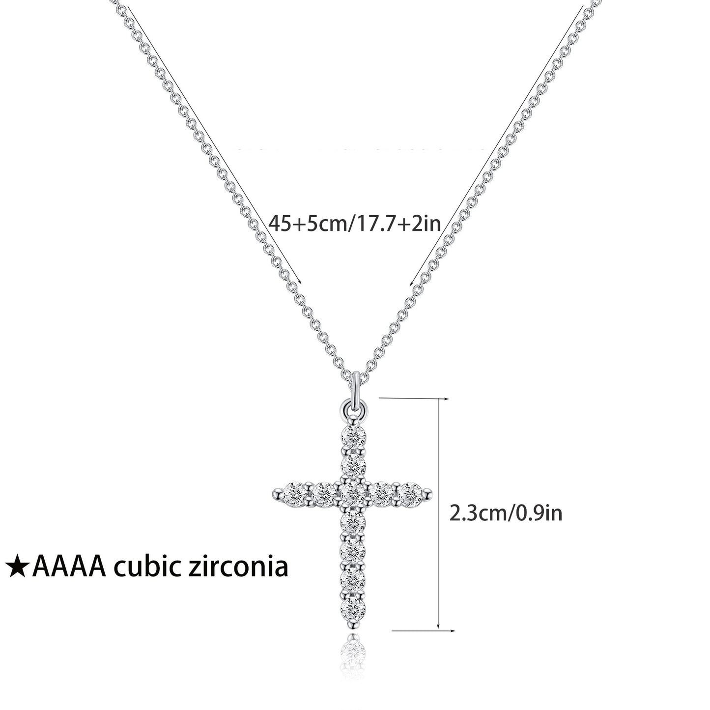 Stainless Steel Plated Genuine Gold Cross Pendant Necklace Full of Zircon Platinum 18K Gold Cross Necklace for Women