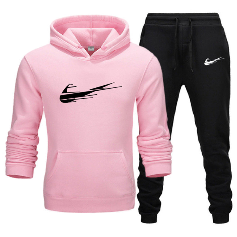 Printed hoodie casual sports hoodie men's and women's set autumn and winter fashion with fleece pullover hoodie