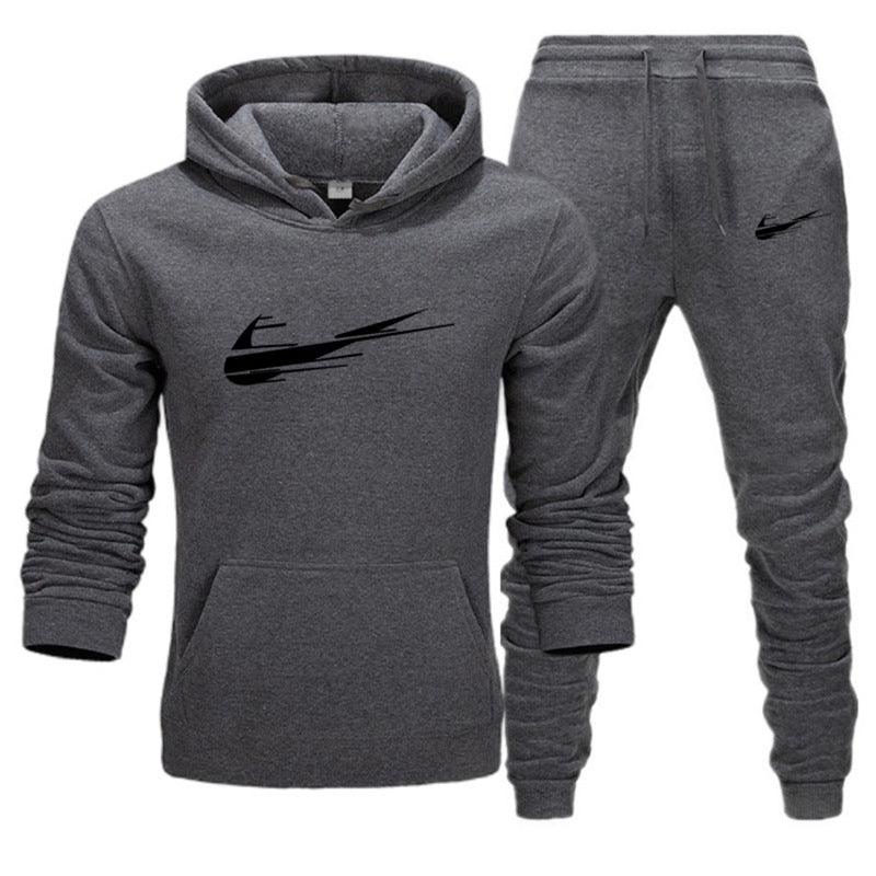 Printed hoodie casual sports hoodie men's and women's set autumn and winter fashion with fleece pullover hoodie