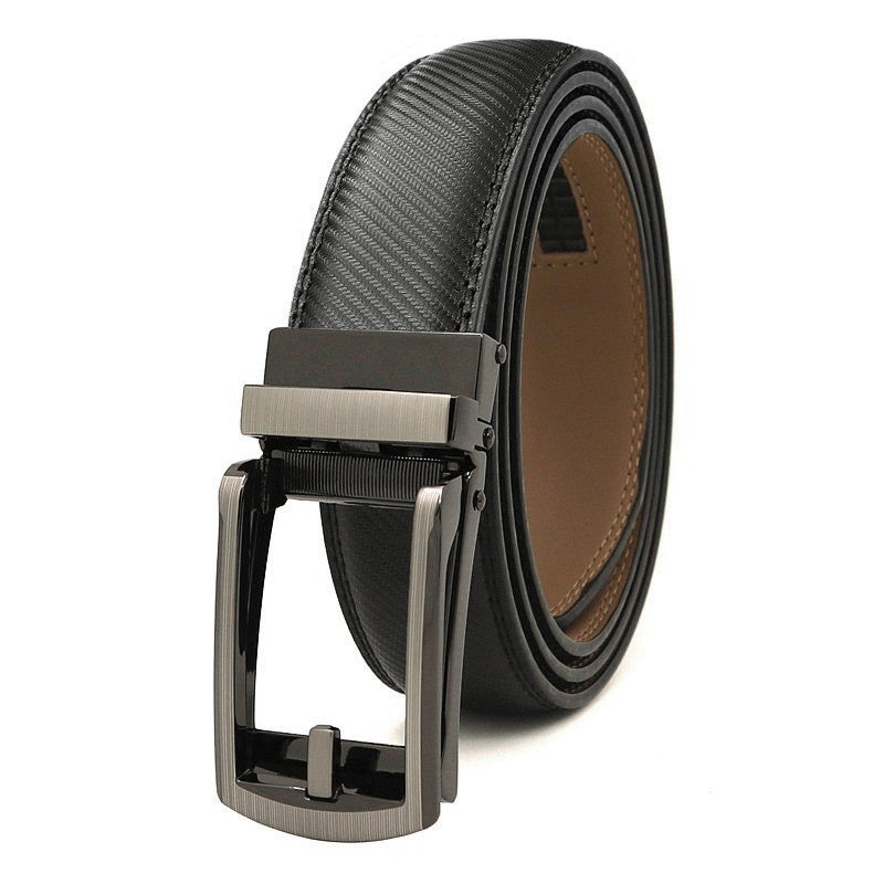 Men's Click Belt fake needle belt automatic buckle two-layer cowhide leather belt ﻿