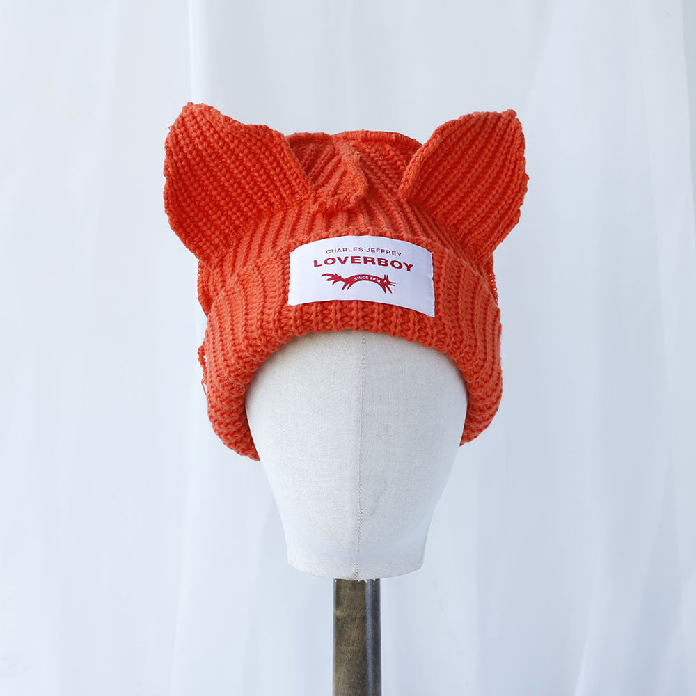 Double-layer thickened pig ear wool hat autumn and winter warm solid color knitted hat
