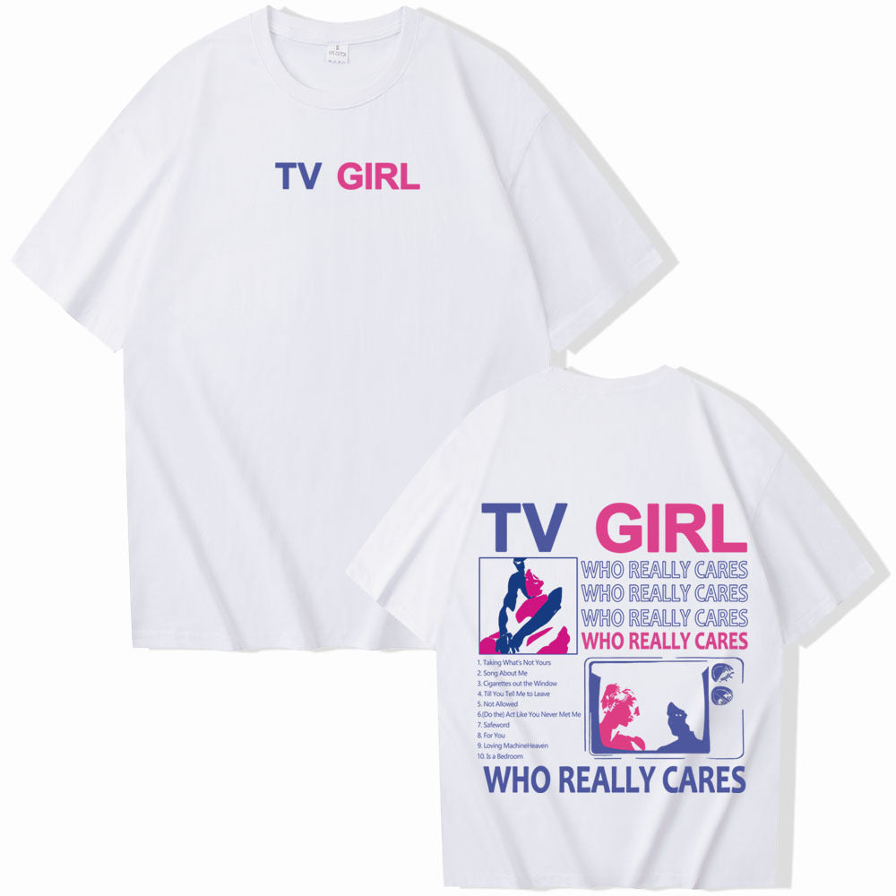 TV Girl WHO REALLY CARES Short sleeved Women's T-shirt Top