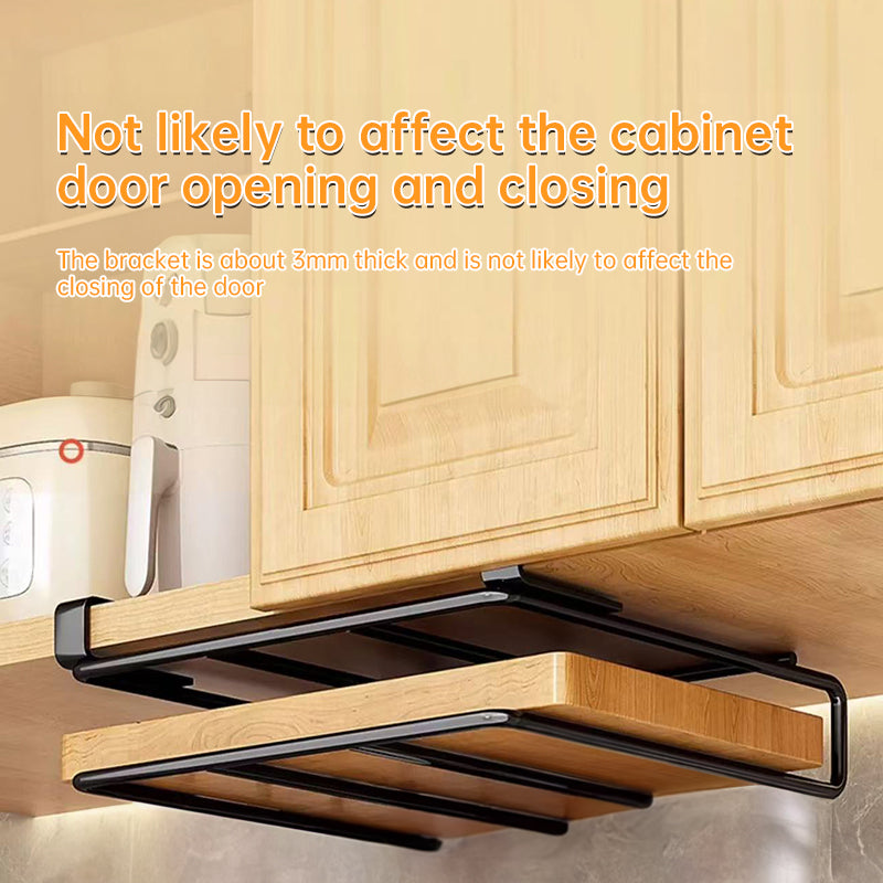 Under - Cupboard Hanging Organizer: Hooks for Paper Towels, Rags, Plus Shelf for Cutting Boards & Pot Covers