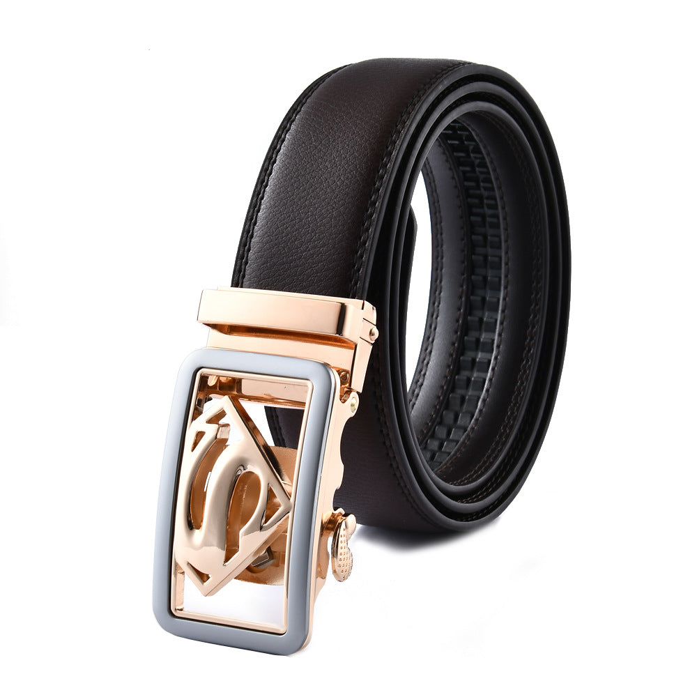 High end buckle men's leather automatic buckle leather sports belt pure leather waist belt for men