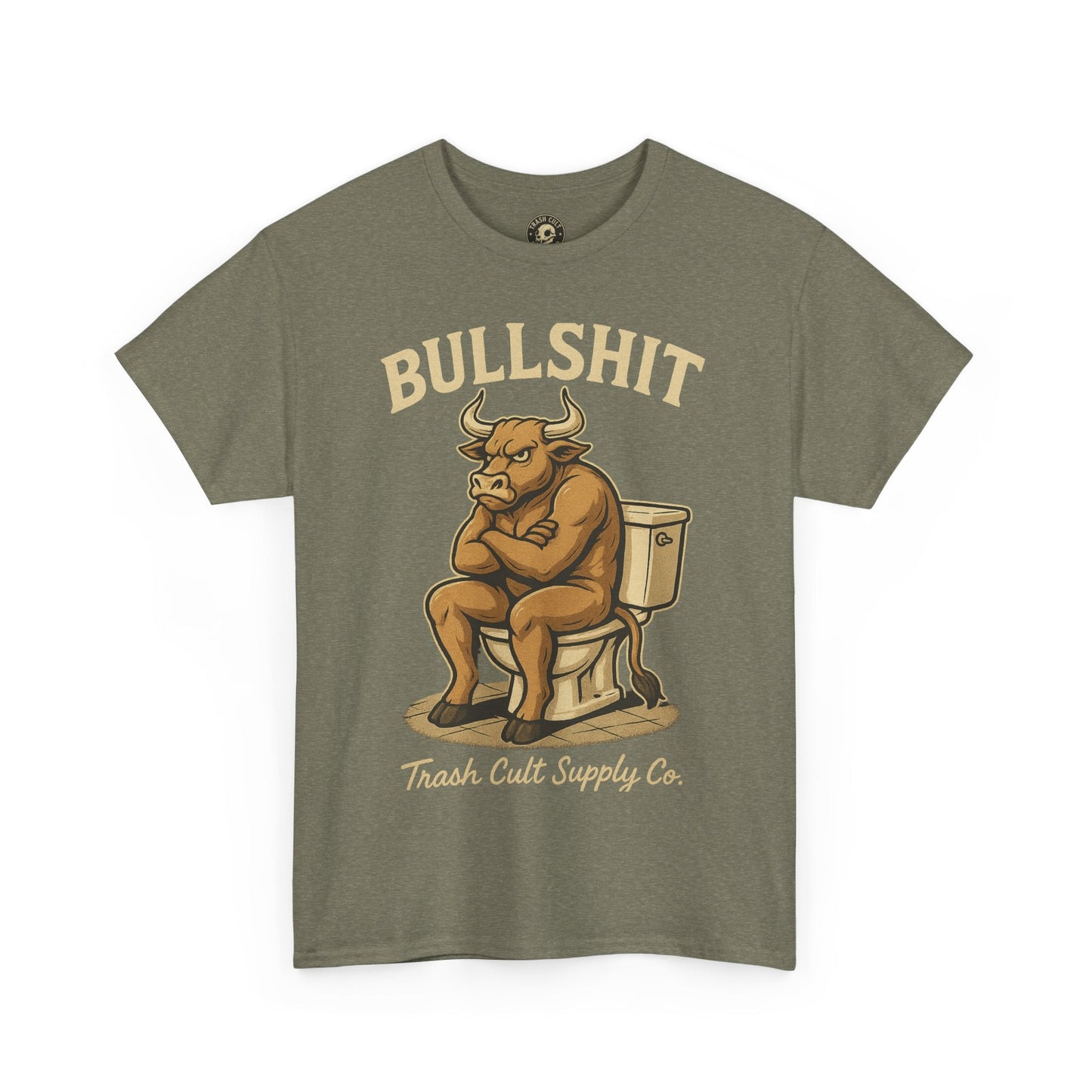“BULLSHIT” Angry Bull Toilet Tee – Trash Cult Supply Co. | Gildan 5000 T-Shirt