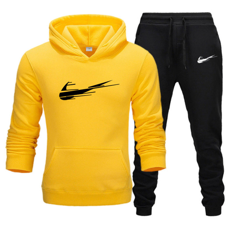 Printed hoodie casual sports hoodie men's and women's set autumn and winter fashion with fleece pullover hoodie