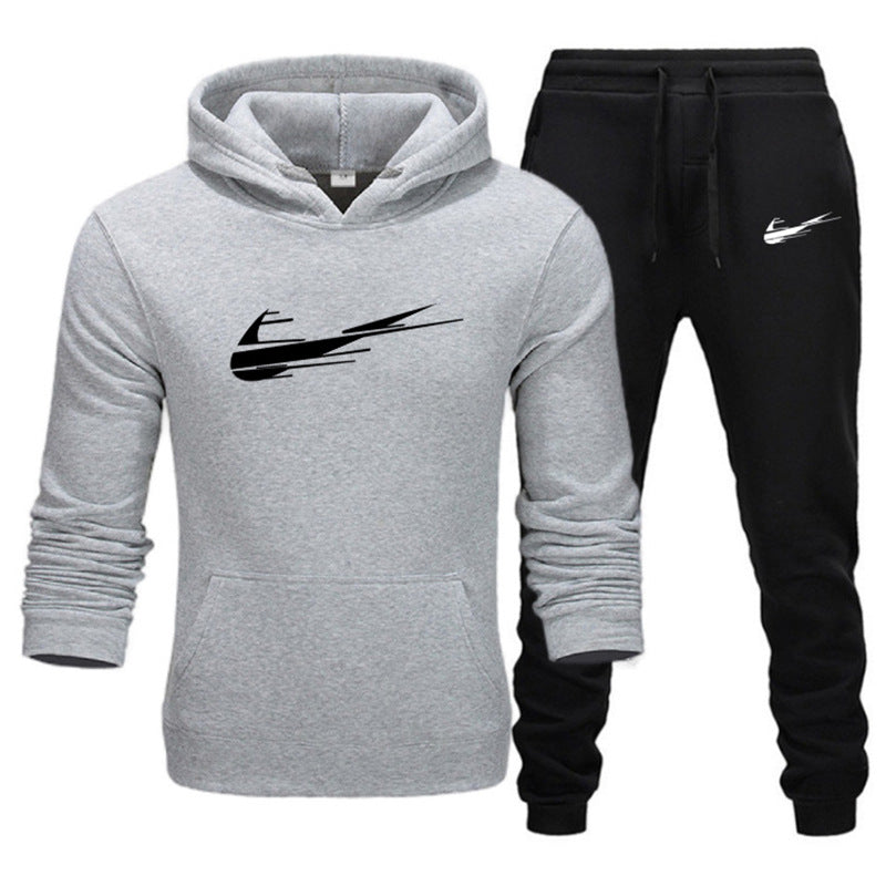 Printed hoodie casual sports hoodie men's and women's set autumn and winter fashion with fleece pullover hoodie