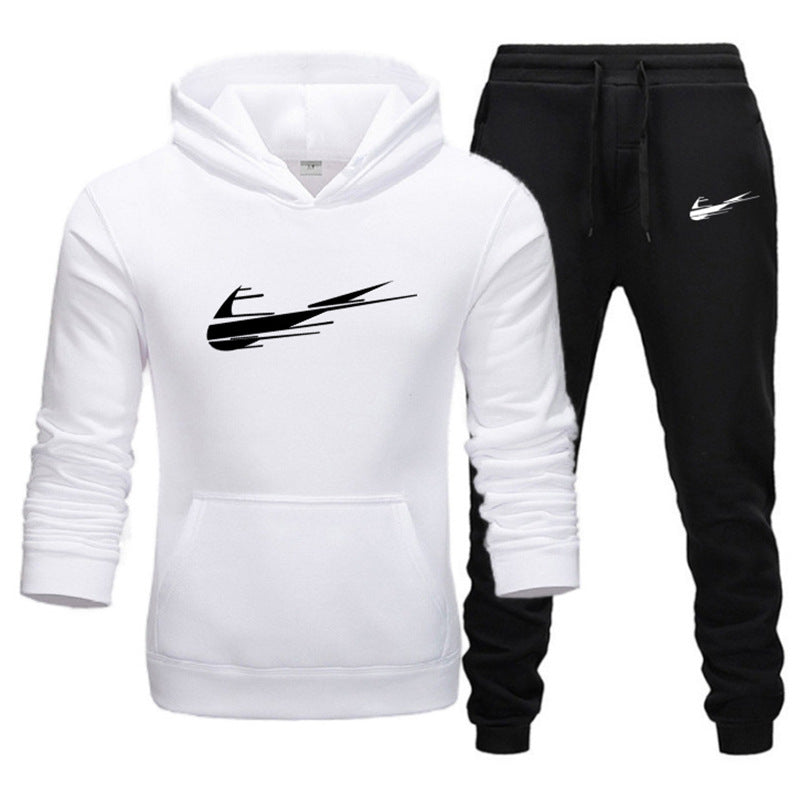 Printed hoodie casual sports hoodie men's and women's set autumn and winter fashion with fleece pullover hoodie