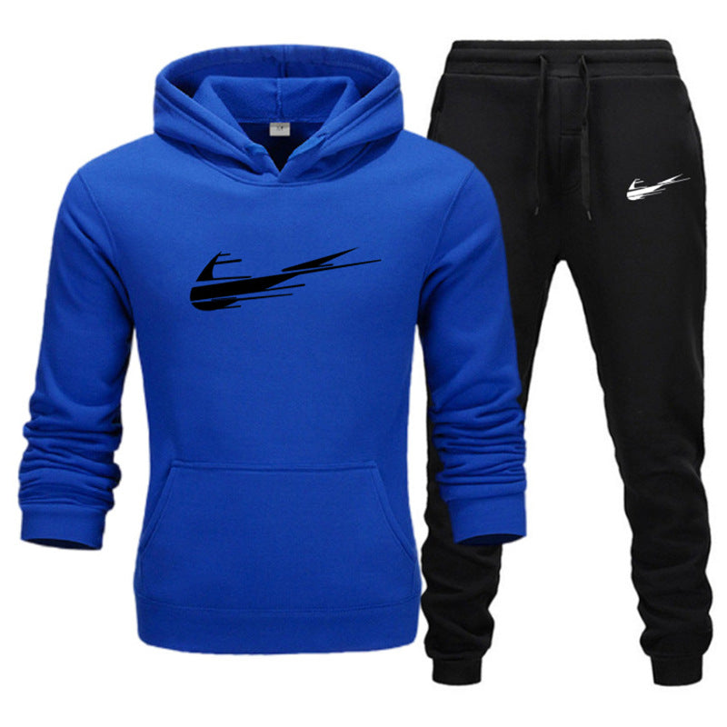 Printed hoodie casual sports hoodie men's and women's set autumn and winter fashion with fleece pullover hoodie