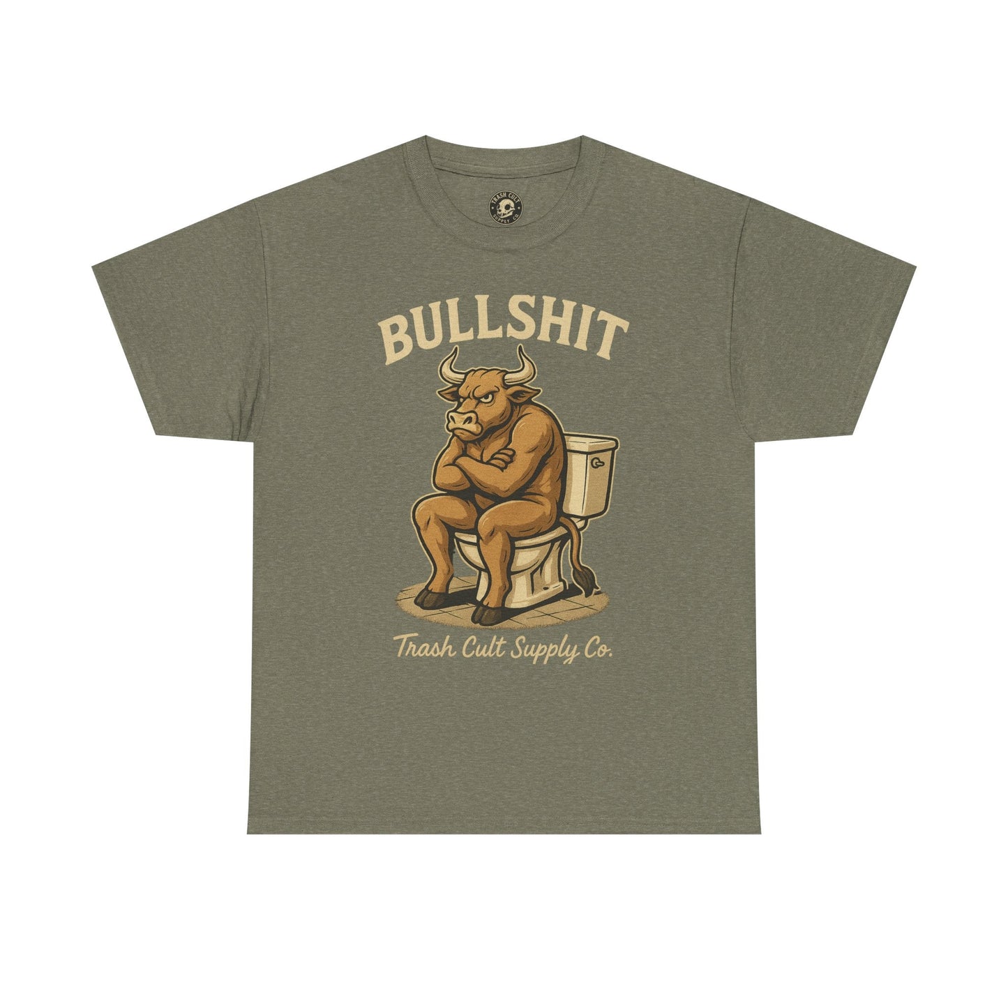 “BULLSHIT” Angry Bull Toilet Tee – Trash Cult Supply Co. | Gildan 5000 T-Shirt