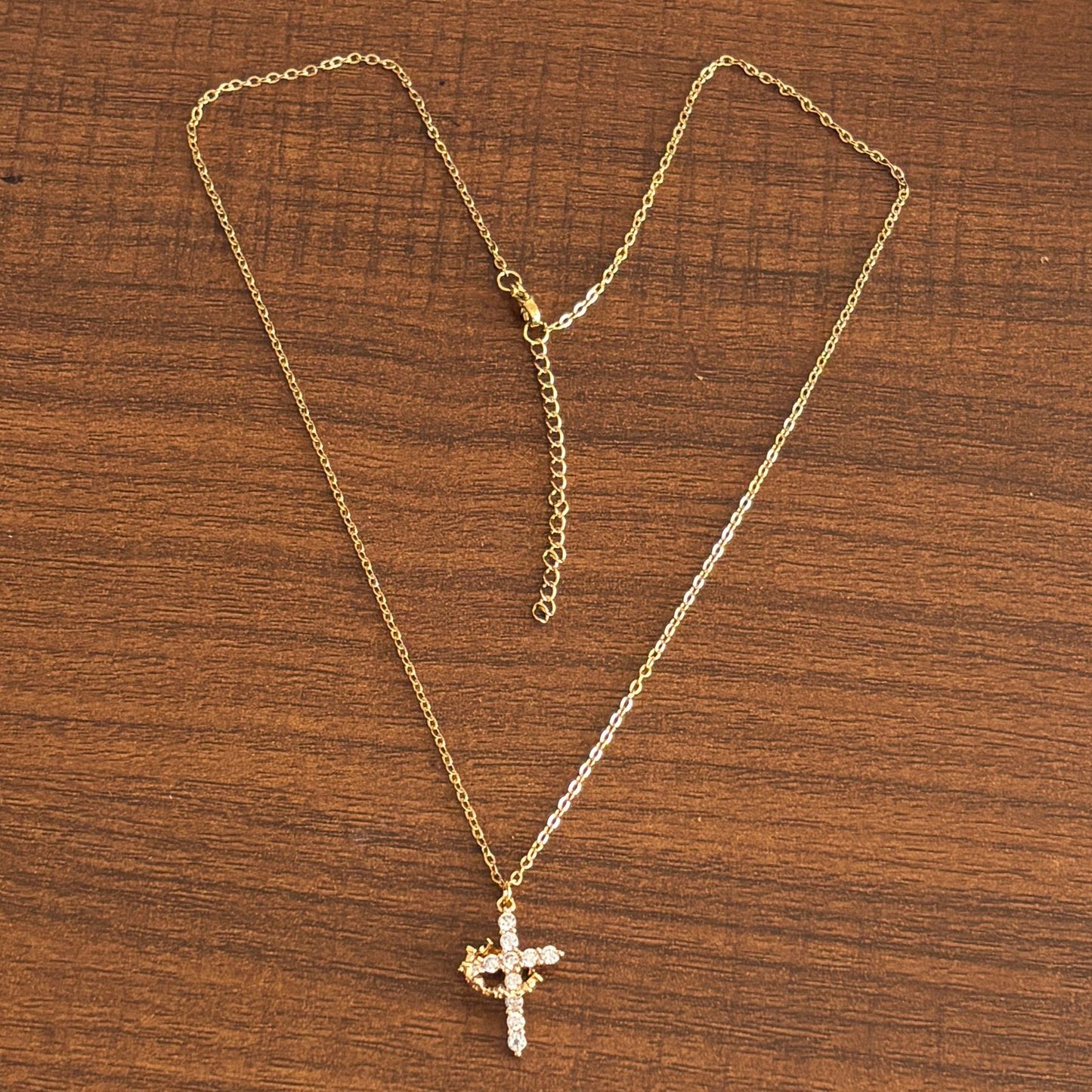 Stainless Steel Plated Genuine Gold Cross Pendant Necklace Full of Zircon Platinum 18K Gold Cross Necklace for Women