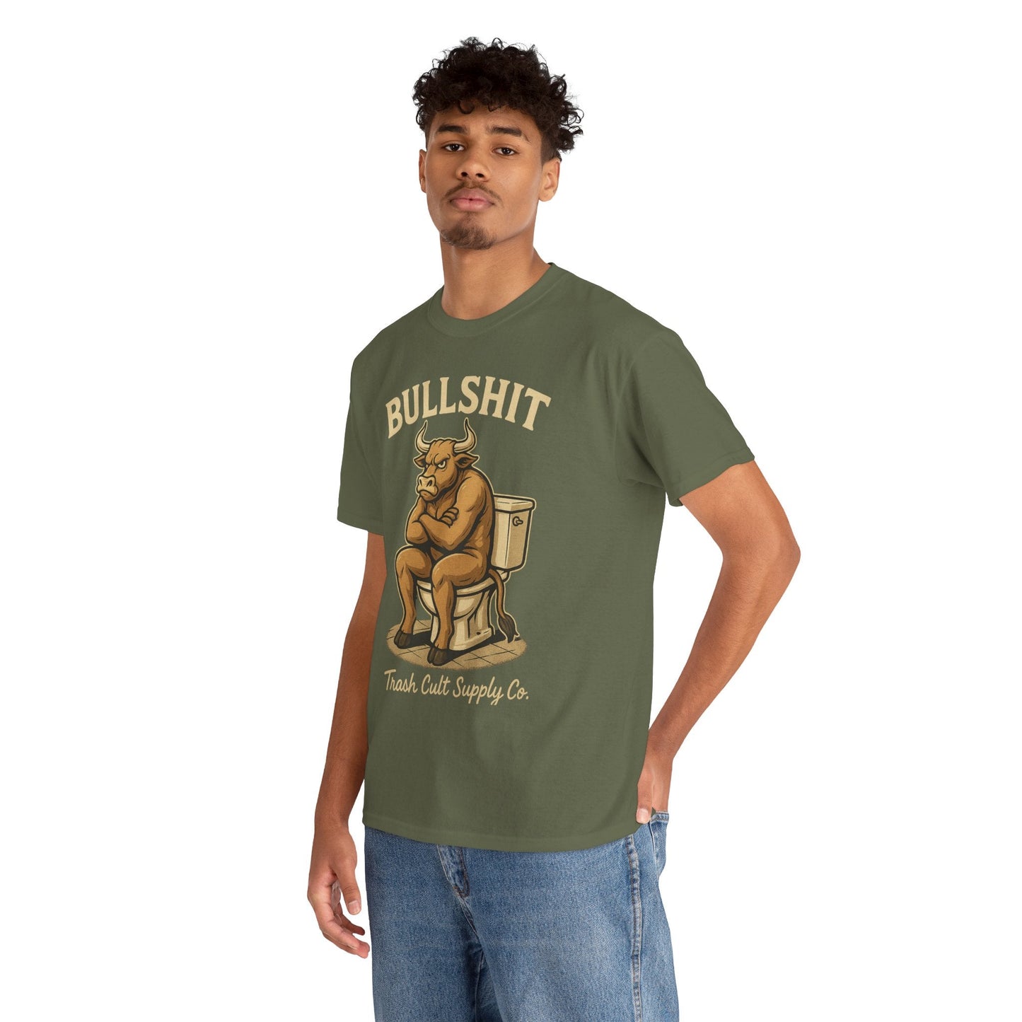 “BULLSHIT” Angry Bull Toilet Tee – Trash Cult Supply Co. | Gildan 5000 T-Shirt