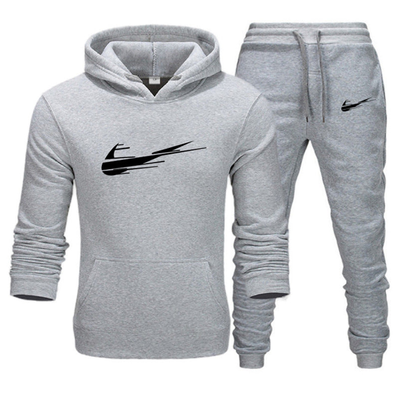 Printed hoodie casual sports hoodie men's and women's set autumn and winter fashion with fleece pullover hoodie