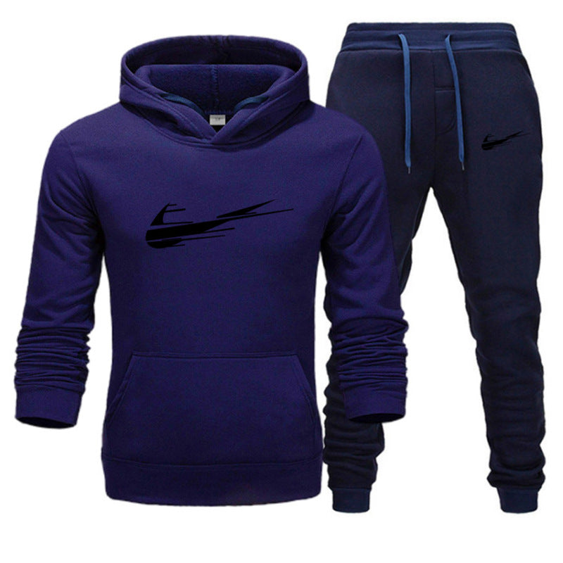 Printed hoodie casual sports hoodie men's and women's set autumn and winter fashion with fleece pullover hoodie