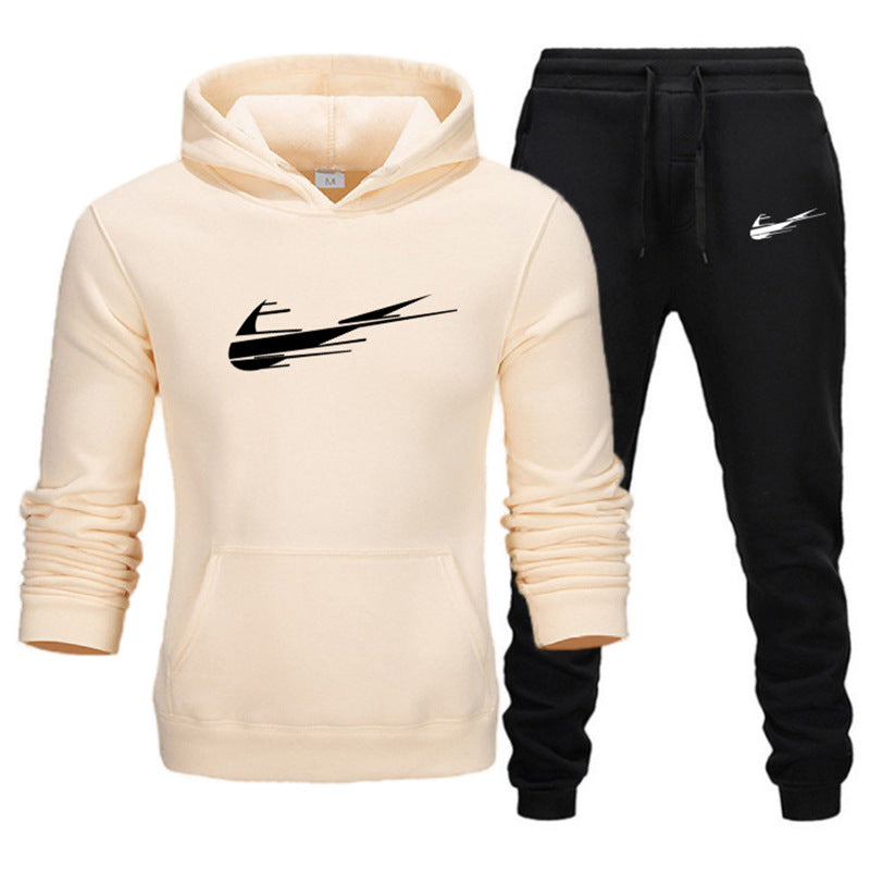 Printed hoodie casual sports hoodie men's and women's set autumn and winter fashion with fleece pullover hoodie