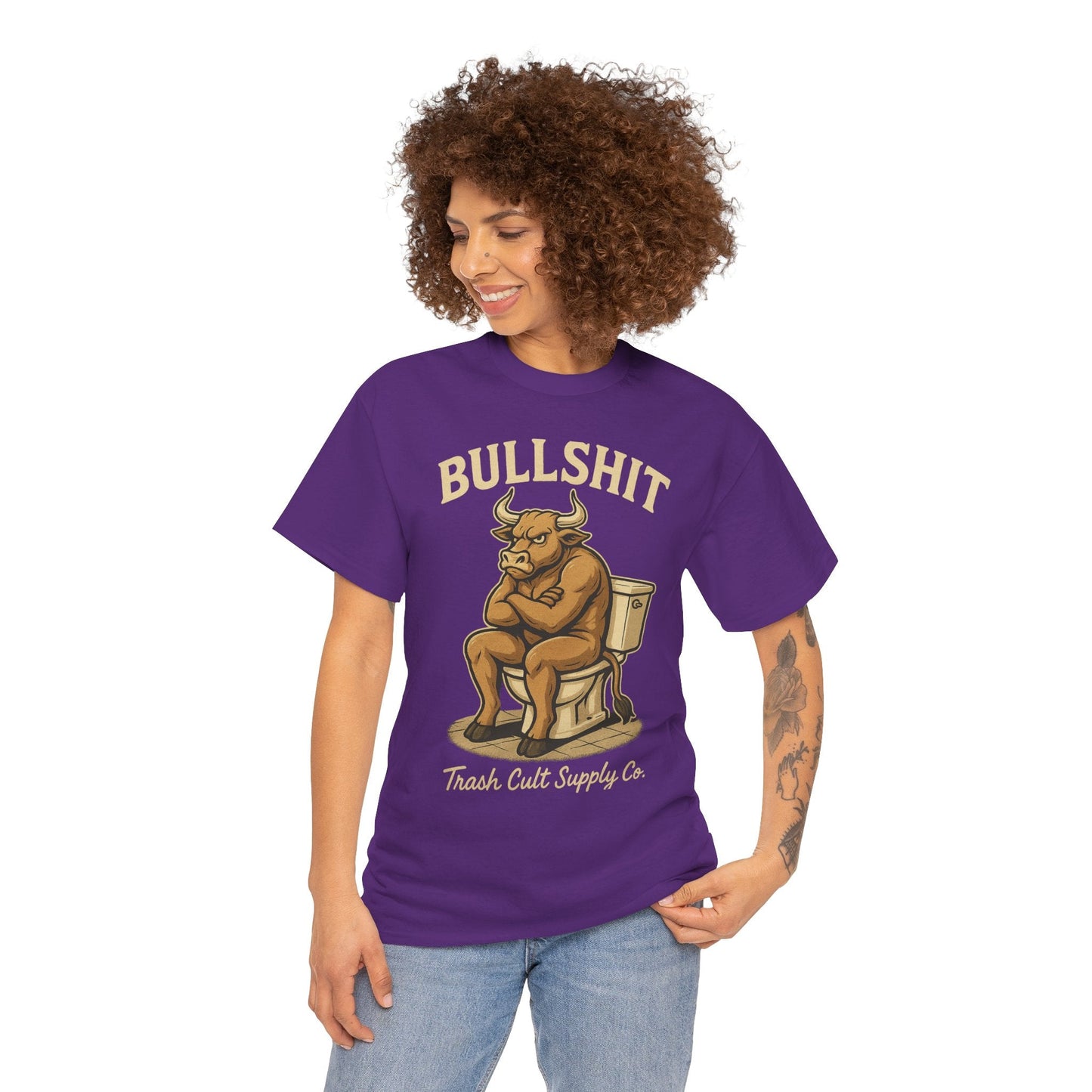 “BULLSHIT” Angry Bull Toilet Tee – Trash Cult Supply Co. | Gildan 5000 T-Shirt