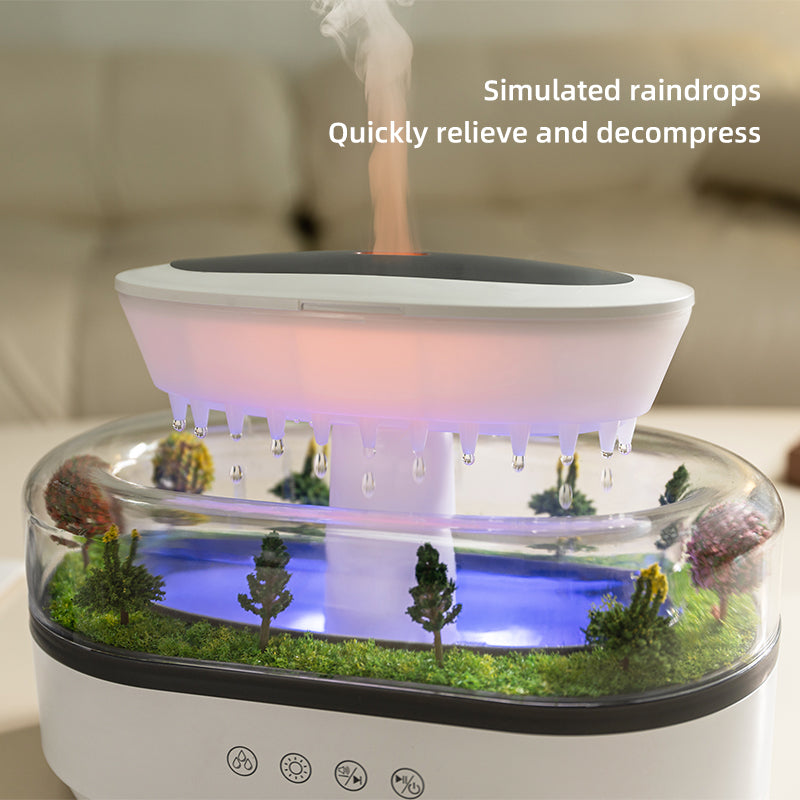 Smart Cool Mist Raindrop Air Humidifier for Garden Landscape Christmas Tree White Noise Oil Aroma Diffuser Portable