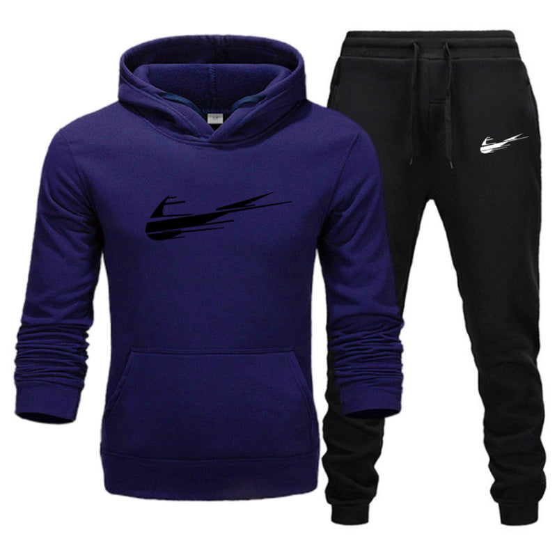 Printed hoodie casual sports hoodie men's and women's set autumn and winter fashion with fleece pullover hoodie