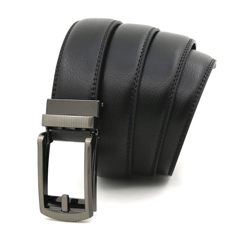 Men's Click Belt fake needle belt automatic buckle two-layer cowhide leather belt ﻿