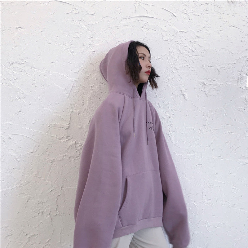 Hoodies Women Thicker Plus Velvet Warm Soft Letter Printed Simple All match Pockets Leisure Pullovers Womens Trendy Sweatshirts