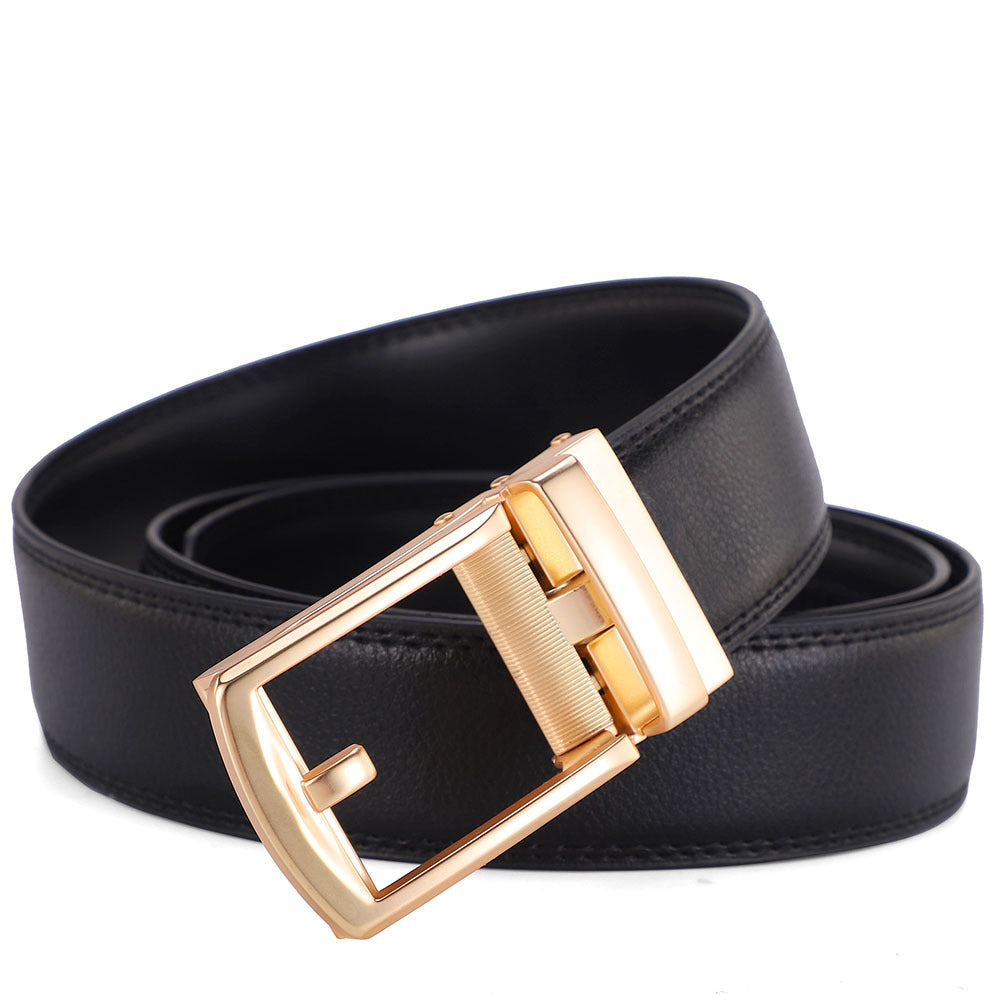 Genuine leather belt men's automatic buckle belt cowhide belt fake needle buckle belt