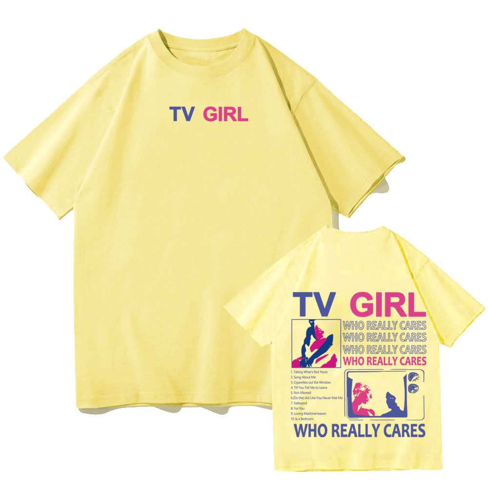 TV Girl WHO REALLY CARES Short sleeved Women's T-shirt Top