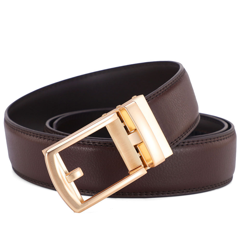 Genuine leather belt men's automatic buckle belt cowhide belt fake needle buckle belt