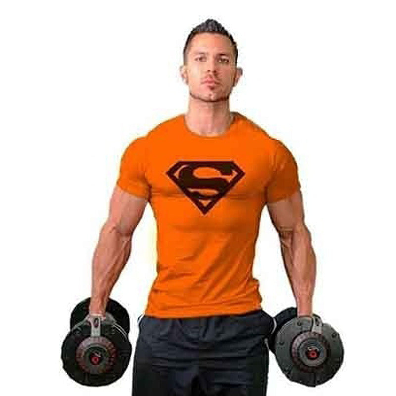 Summer men's fitness T-shirt round neck short sleeved casual fashion top