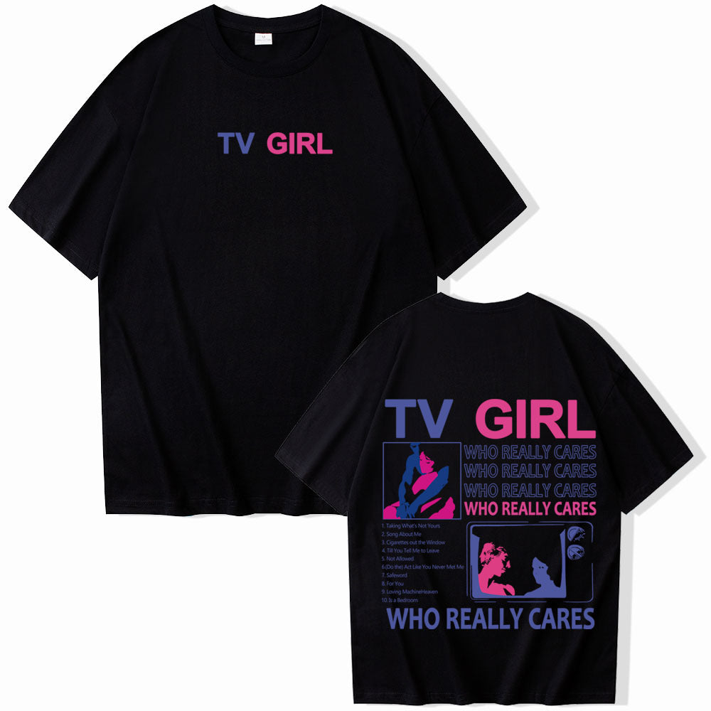 TV Girl WHO REALLY CARES Short sleeved Women's T-shirt Top