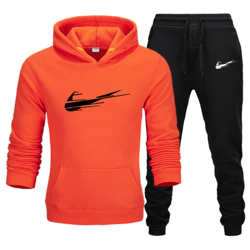 Printed hoodie casual sports hoodie men's and women's set autumn and winter fashion with fleece pullover hoodie