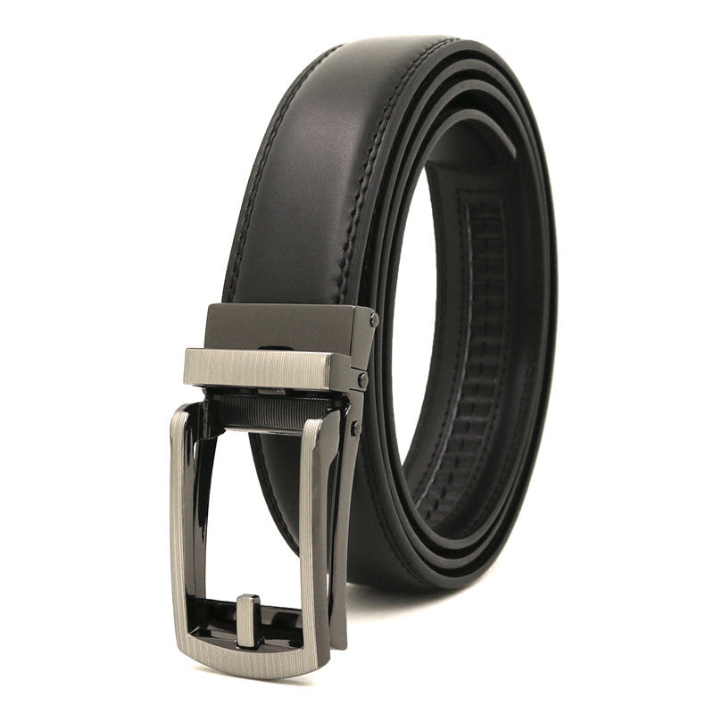 Men's Click Belt fake needle belt automatic buckle two-layer cowhide leather belt ﻿