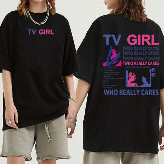 TV Girl WHO REALLY CARES Short sleeved Women's T-shirt Top