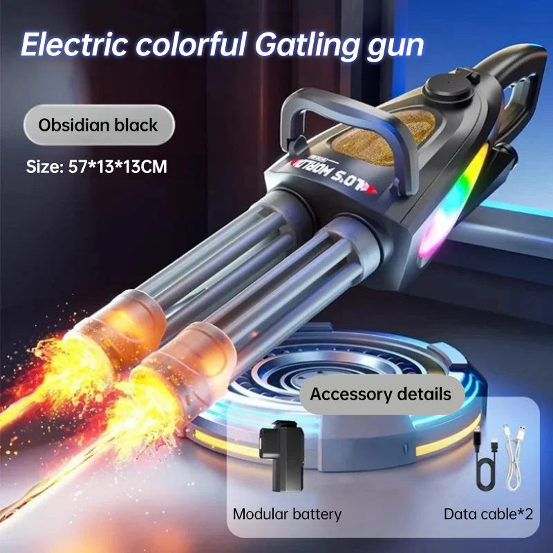 Electric LED Rotating Gatling Water Gun - Auto-Spray Blaster for Kids & Adults (Summer Pool Toy)