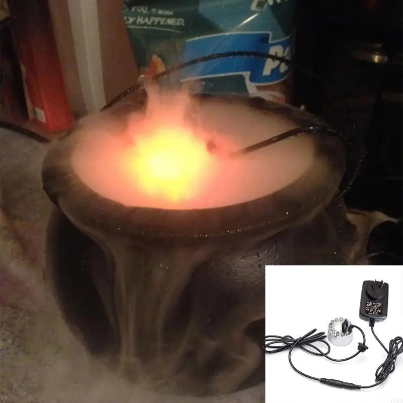 F68D Halloween LED Light Fogger Water Fountain Pond Maker for Halloween Decor