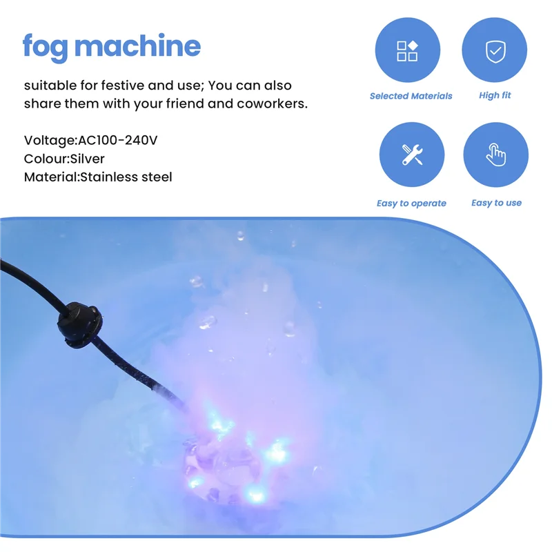 AT51-Halloween Mist Maker Fogger Fog Machine Fountain Mister Fogger Water Garden Pond Foggers With 12 LED Light Flashes