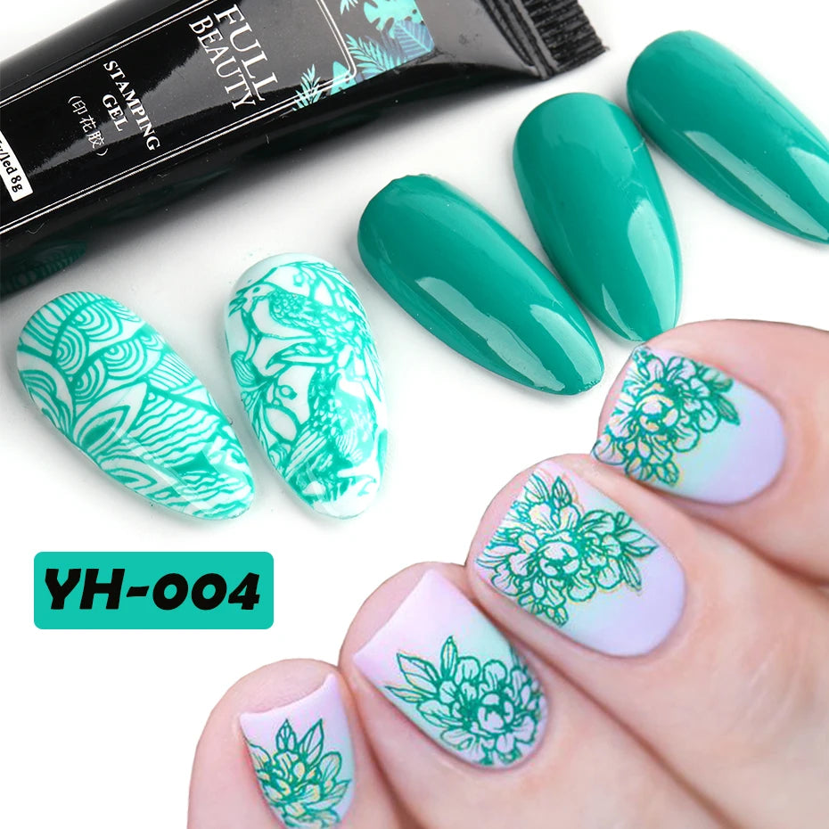 8ml Black Nail Stamping Gel Polish White Gold Transfer Gel Printing Plate Manicure UV Soak Off Varnish Template Tools SA1793-1