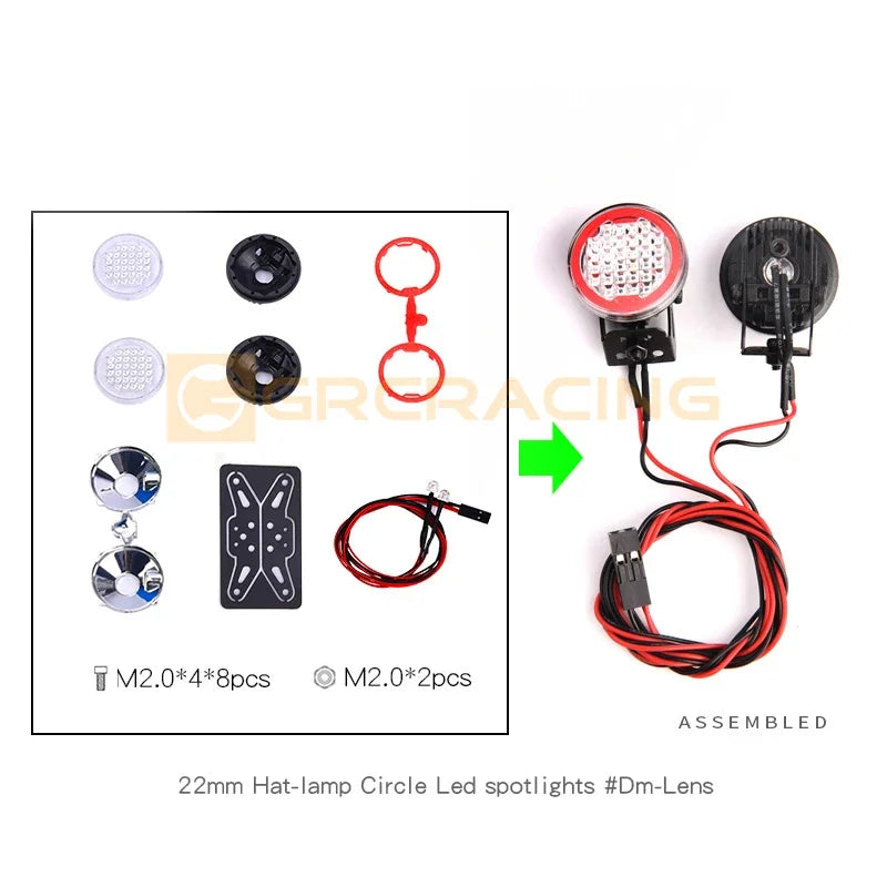 CGRC 1 Set LED Spotlight Headlights for 1/10 RC Crawler Car Traxxas TRX4 Defender Bronco TRX6 G63 AXIAL SCX10 RC4WD D90 Parts